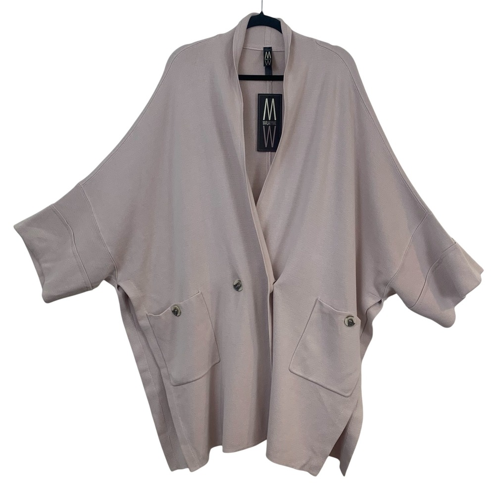 MarlaWynne Butterfly‎ Cardigan 2X Pale Pink Cotton Viscose Oversized Open Front